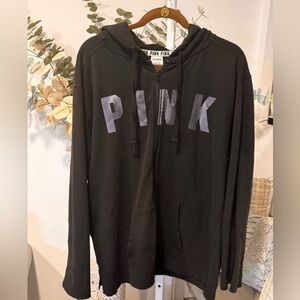 Victoria's Secret PINK Oversized lightweight  zip up Black Hoodie